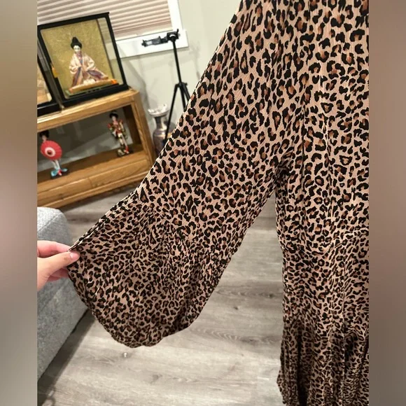 Kori Women’s plus-size Tan/Black Cheetah-print Balloon-sleeve Mini Dress❤️❤️2X - Picture 6 of 8